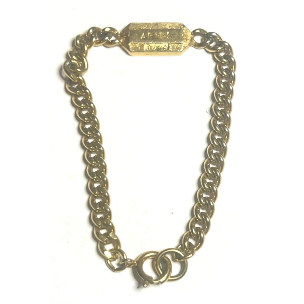Vintage Crown Trifari Zodiac Aries Gold Tone Bracelet Size 6.5”